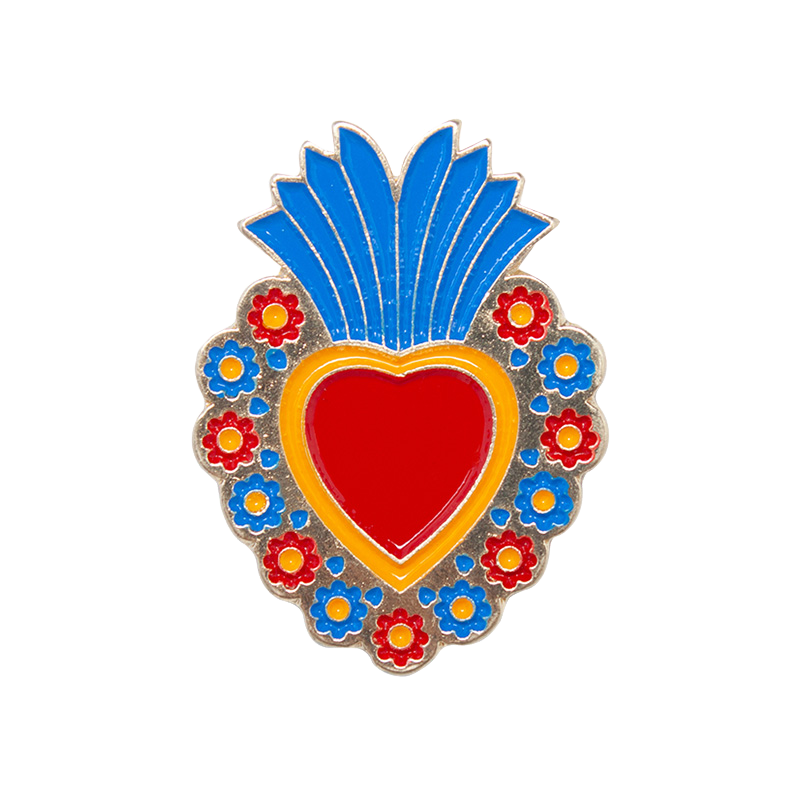 Imán metálico Corazón Floreado